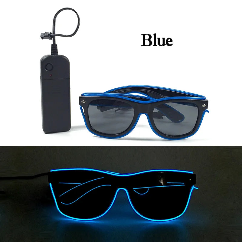 Fashion Luminous Decorative Glasses Neon Light Decoration LED Sunglasses For Nightclub DJ Dance Music Rave Costume Night