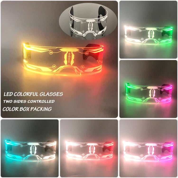 Fashion Luminous Decorative Glasses Neon Light Decoration LED Sunglasses For Nightclub DJ Dance Music Rave Costume Night