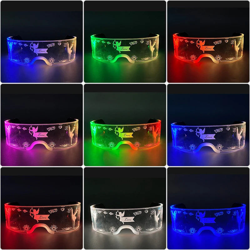Fashion Luminous Decorative Glasses Neon Light Decoration LED Sunglasses For Nightclub DJ Dance Music Rave Costume Night