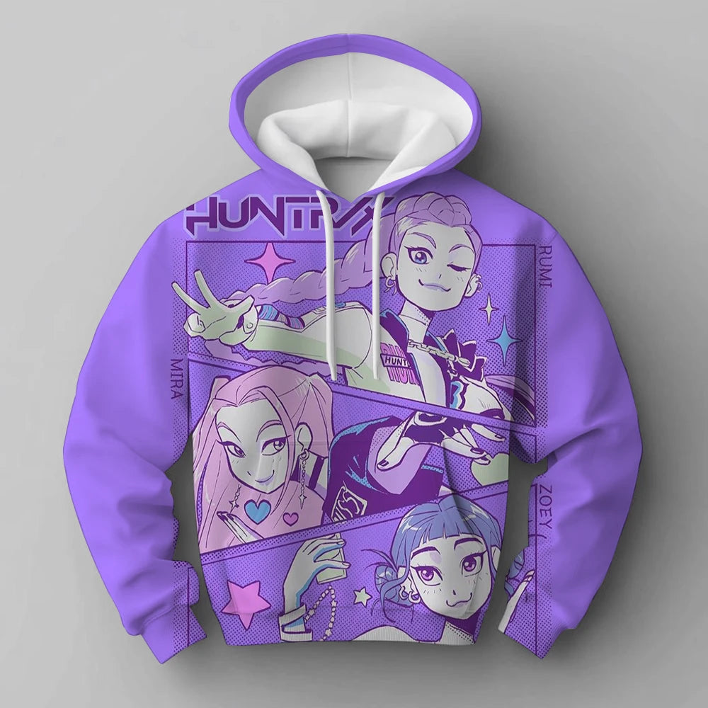 2025 KPop Devil Hunter Hoodie Fashion Rumi Sportswear Hoodie Cute Long Sleeve Autumn Girls Cartoon Y2K Hoodie Sportswear