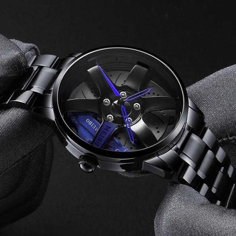New Fashion Man Luxury Watches For Men Car Wheel Hub Stainless Steel Quartz Watch Mens Military Sport Leather Watch Reloj Hombre