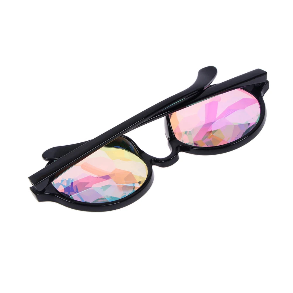 Kaleidoscope Psychedelic Eyeglasses Men Women Funny Round Sunglasses Rave Festival Stylish Female Carnival Party Queen Glasses