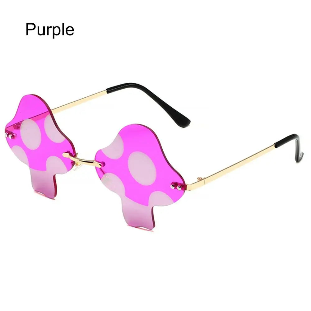 Cartoon Mushroom Shape Sunglasses Women Irregular Rimless Sun Glasses Trendy Funny Sunglasses Outdoor Party Favor Decorations