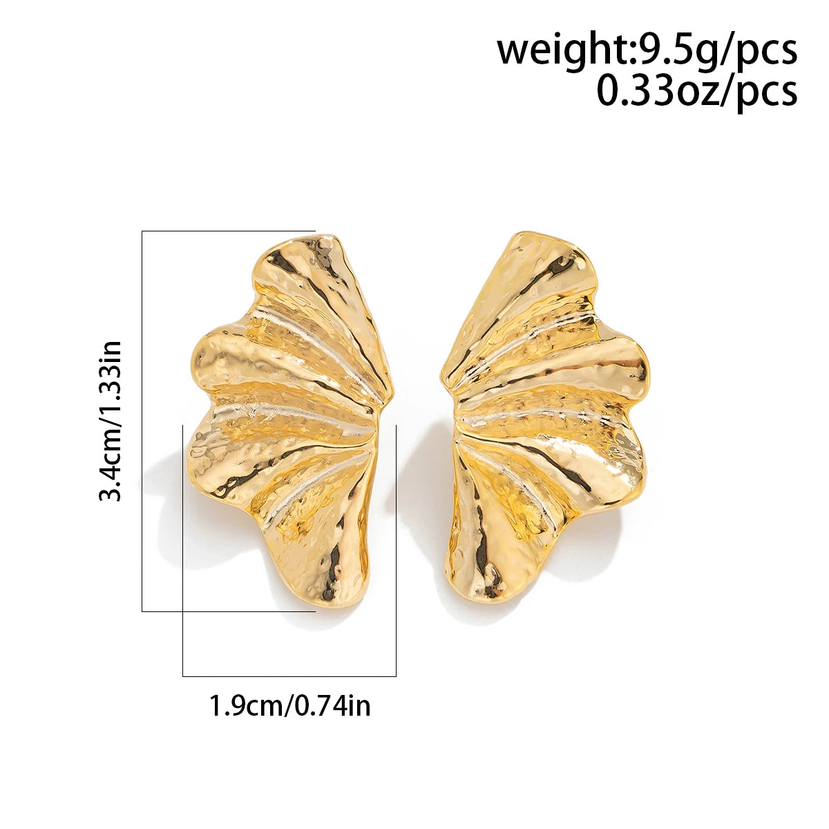 KunJoe Vintage Irregular Half Flower Stud Earrings for Women Elegant Designer Geometric Petals Piercing Earring Party Jewelry