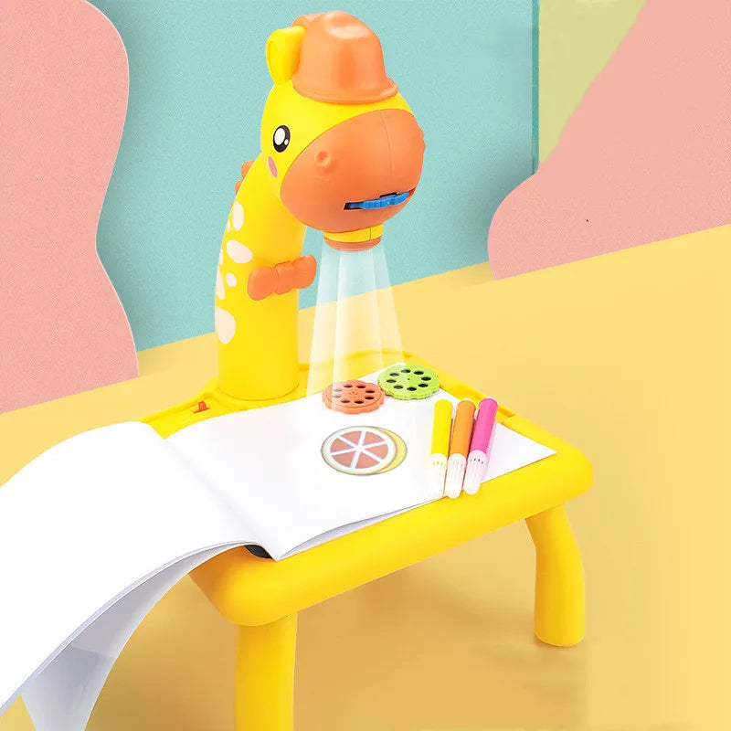 Kids LED Projector Drawing Table Toy Set Table Painting Board Desk Educational Learning Paint Tools Toys For Children