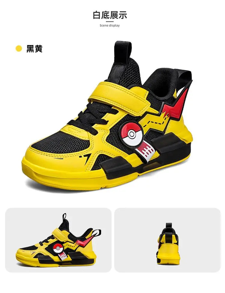 Pokemon Pikachu Children Sports Shoes Spring and autumn Fashion Anime Boy Sneakers Student Breathable Non-slip Running Shoe