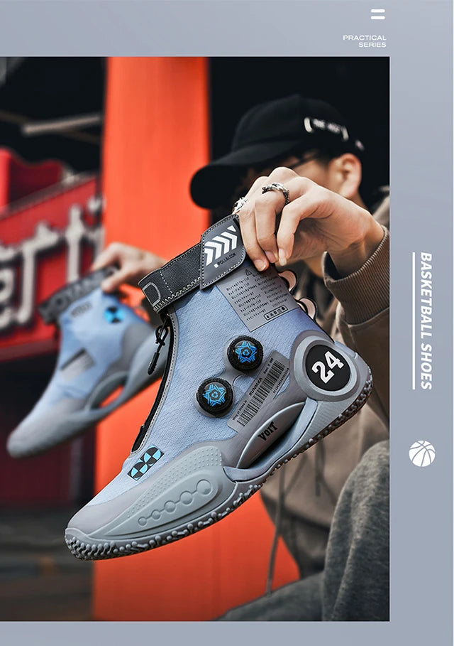 New basketball shoes male high top students wear-resistant outdoor concrete actual combat flying woven breathable combat boots