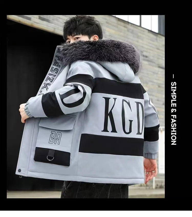 Winter cotton jacket men's thick warm men's cotton jacket loose winter jacket youth down cotton jacket fashionable cotton jacket