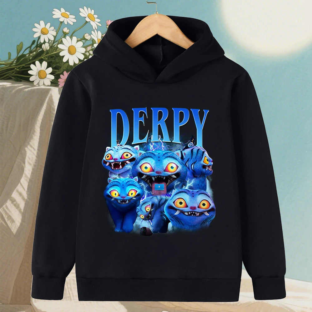KPop Demon Hunter Rumi Derpy Cartoon Girls Boy Hooded Sweatshirt Warm Children's Wave Fashion Casual Tops Casual Girls Clothing