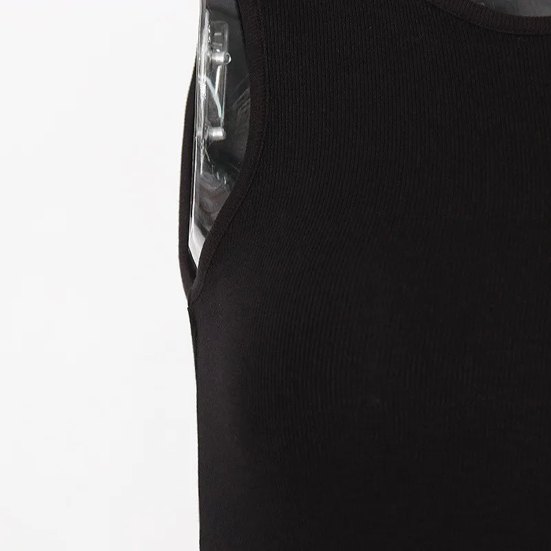 Casual y2k White Cut Out Women's T Shirt Sleeveless Slim T Shirts Female Clothing 2024 Summer Fashion crop top women camisetas