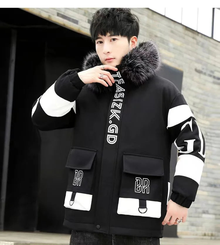 Winter cotton jacket men's thick warm men's cotton jacket loose winter jacket youth down cotton jacket fashionable cotton jacket