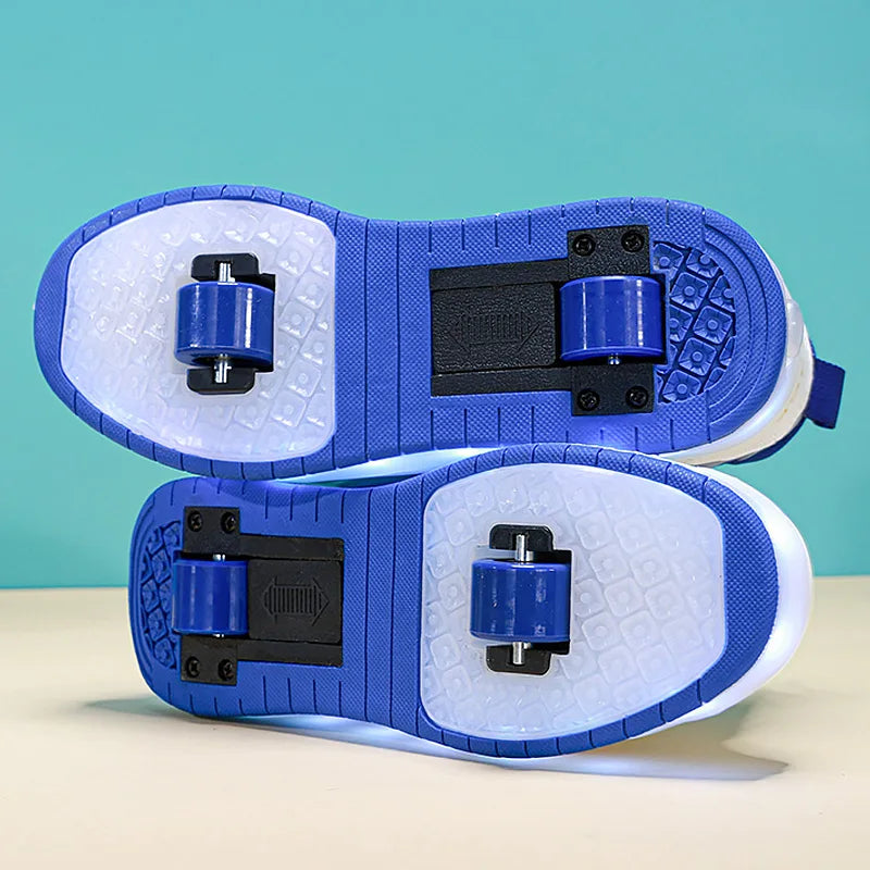 2 Wheels Children's Led Light Roller Skate Shoes Kids Boys Girls Glowing Sport Luminous Outdoor Sneakers Skateboard USB Charging