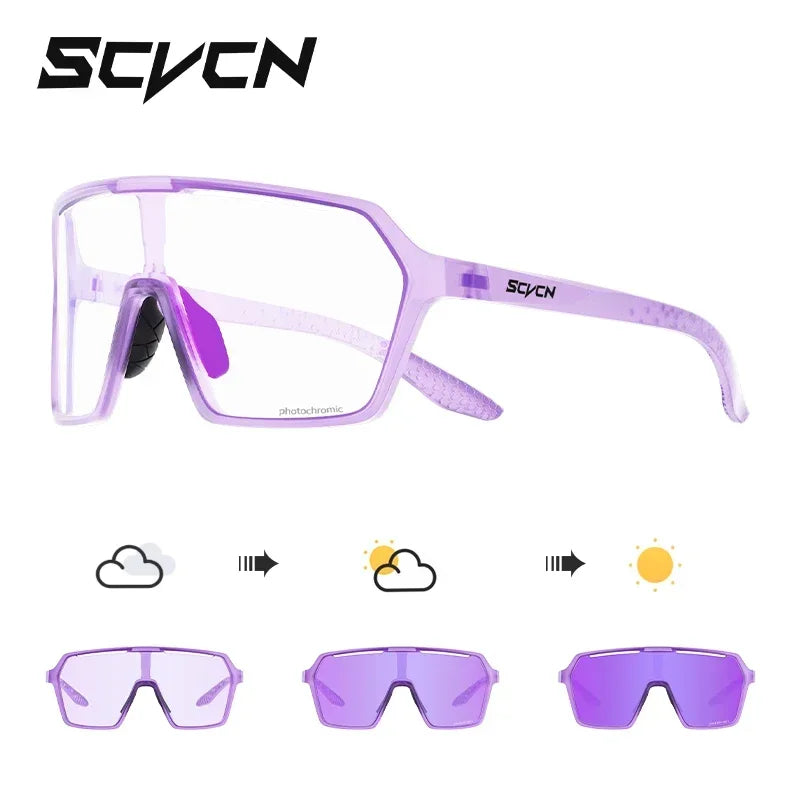 Scvcn Color Photochromic Sunglasses Cycling Glasses Sports for Men Mountain Bike Road Bicycle Fashion Eyewear Goggles UV400 MTB