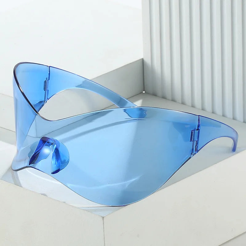 Oversized Futuristic Shield Sunglasses for Women Men Fashion Silver Mask Visor Sun Glasses Female Punk Y2K Eyeglasses