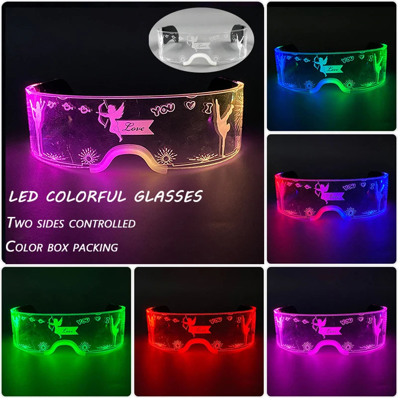 Fashion Luminous Decorative Glasses Neon Light Decoration LED Sunglasses For Nightclub DJ Dance Music Rave Costume Night
