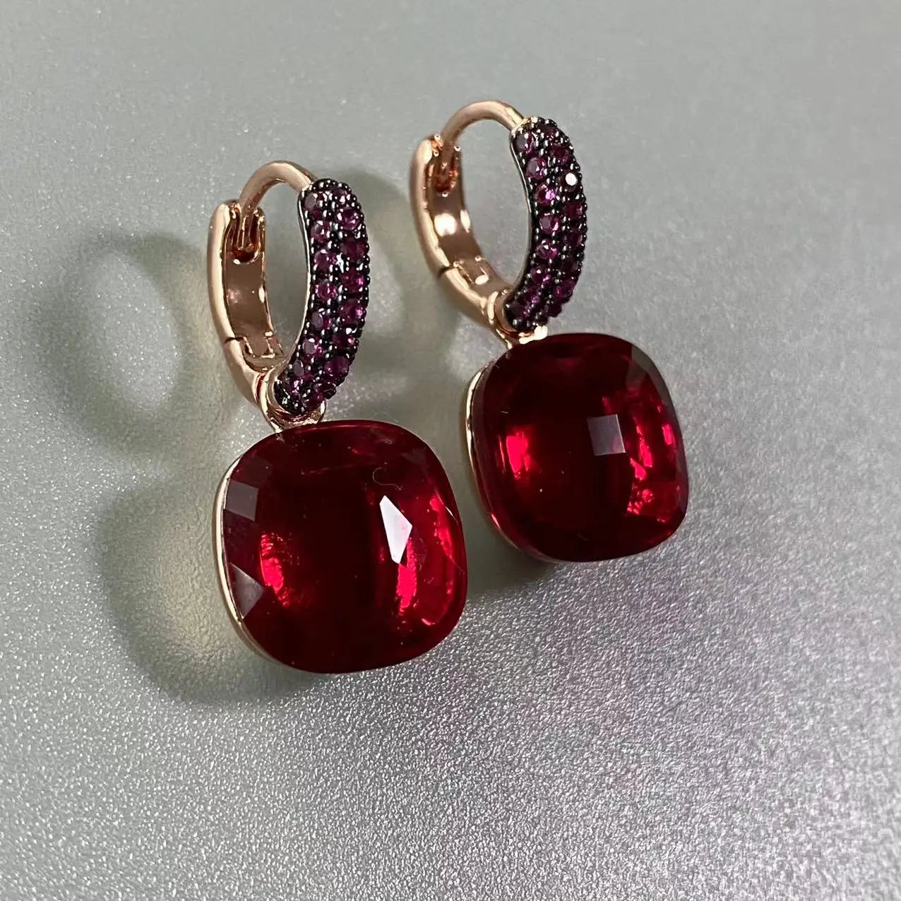 12.6mm Flat Nudo Earrings Inlay Black Zircon Candy Color Crystal Earrings For Women Drop Earrings Fashion Jewelry Gift