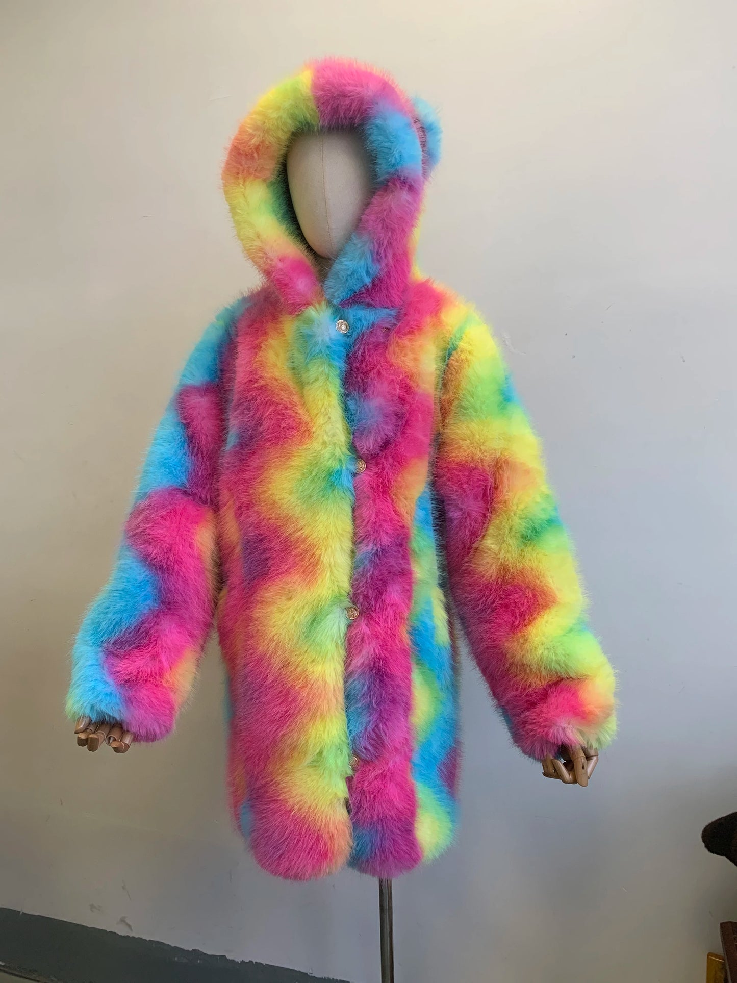New Colorful Personalized Faux Fur Coat Women's Regular And Plus Size Fall And Winter Hooded Thick High Quality Faux Fur Coat