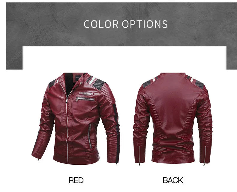 Men's Punk Style Jacket PU Leather Jacket Men Fashion Clothing Autumn Coat Men Motorcycle Jacket Artificial Leather High Quality