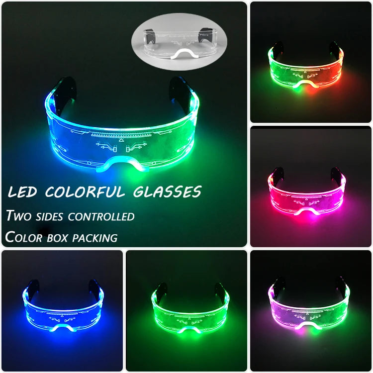 Fashion Luminous Decorative Glasses Neon Light Decoration LED Sunglasses For Nightclub DJ Dance Music Rave Costume Night