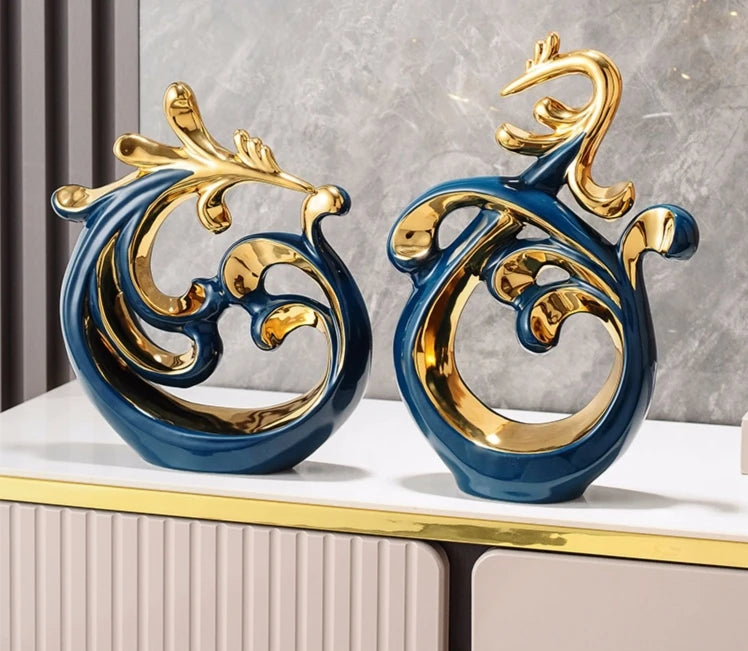 Simple Abstract Phoenix Ceramic Sculpture Home Livingroom Desktop Statue Ornaments Cabinet Table Figurines Decoration Crafts