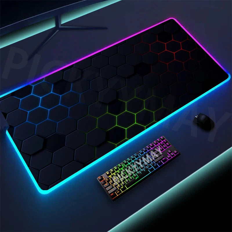 Geometry Large RGB Gamer Mousepad 40x90cm Mouse Mat Gaming Mousepads LED Keyboard Mats Luminous Desk Pads Mouse Pad For PC