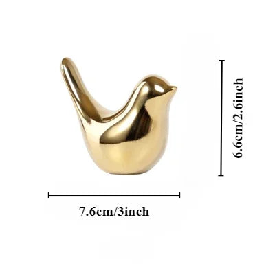 Modern Simple Luxury Golden Ceramic Bird Figurines Home Decoration Accessories Golden Bird Figures Decorative Wedding Ornaments