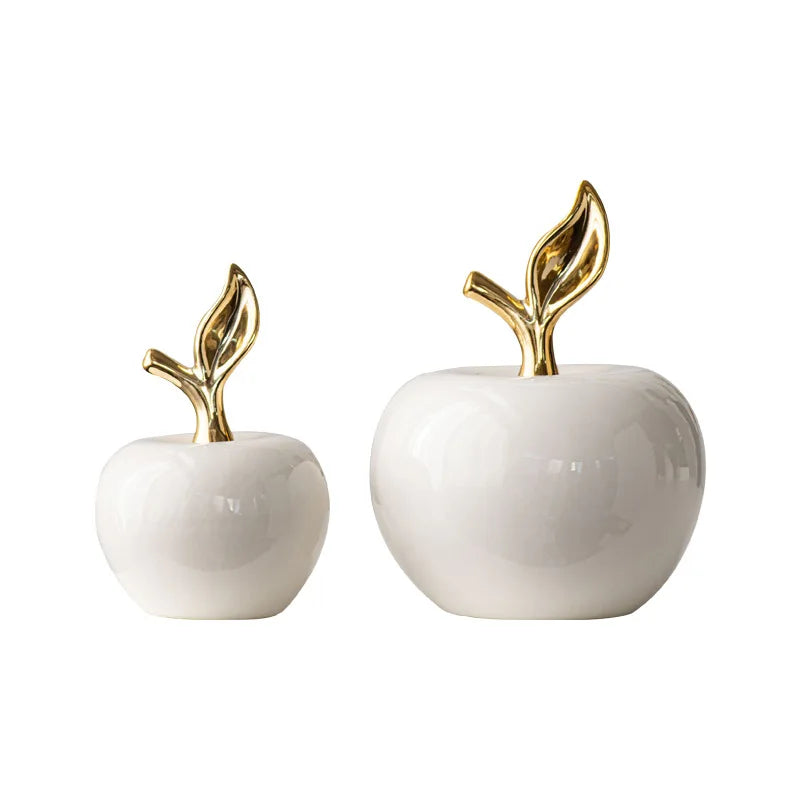 Creative Ceramic Apple Figurines Handicrafts Living Room Art White Apple Sculpture Room Home Decor Accessories Holiday Gifts