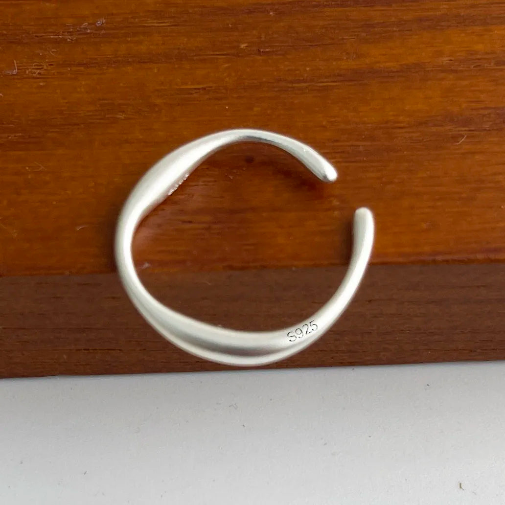 925 Sterling Silver Rings For Women Geometric Fine Jewelry Finger Adjustable Wide Sparkling Ring For Party Birthday Gift