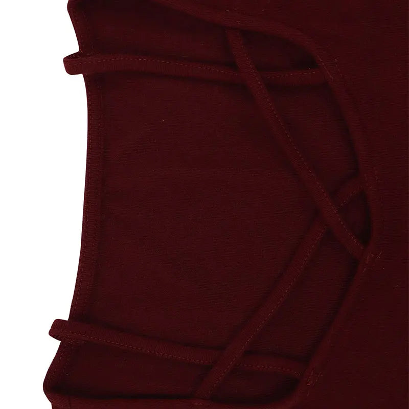 Sexy Wine Red Women's T-shirt   Hollow Out Low Chest Top New Streetwear Fashion Long Sleeves Casual Slim Female Knitted Tees Top