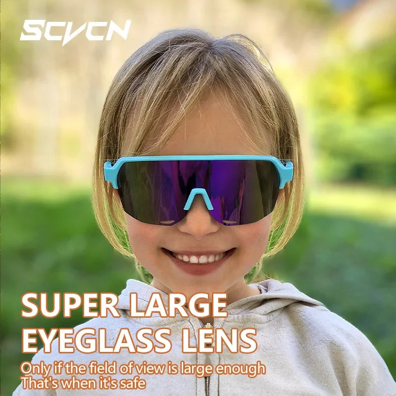 SCVCN Children Outdoor Cycling Sunglasses MTB Camping Glasses Teenager Sports Road Bike Eyewear Girls UV400 Protective Goggles