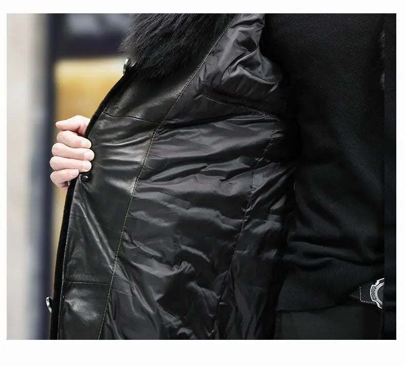 New fur coat with wide collar, whole mink winter thickened, long imitation mink fur men's coat, high-end mink fur coat M-6XL