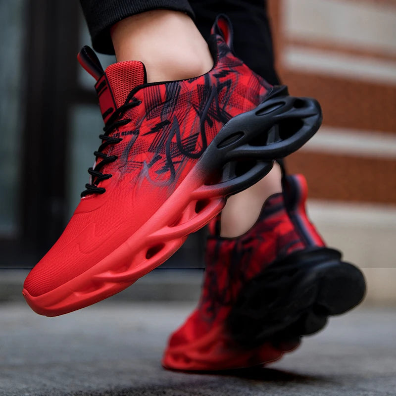 Men Running Shoes Mesh Breathable Flat Cushioning Soft Comfortable Sneakers Outdoor Gym Trendy Casual Jogging Shoes for Men