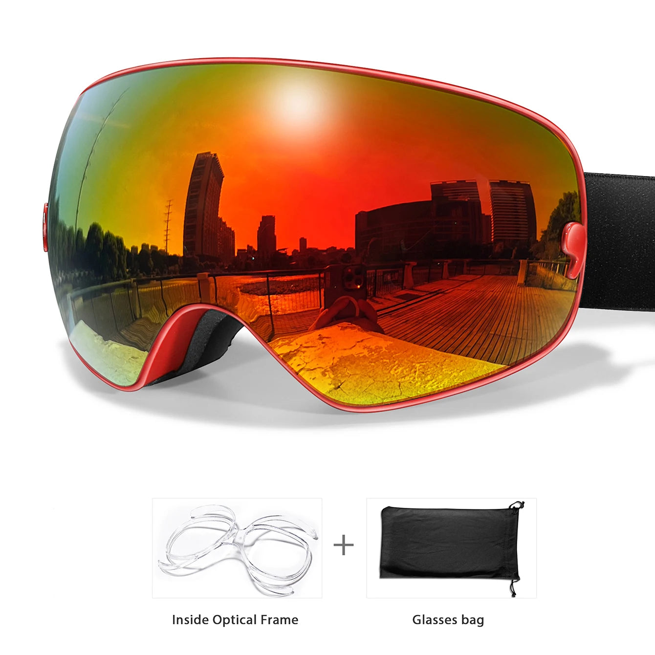 Lens Anti-Fog Ski Goggles for Men Women - Skiing Snowboard Outdoor Sports UV Protection