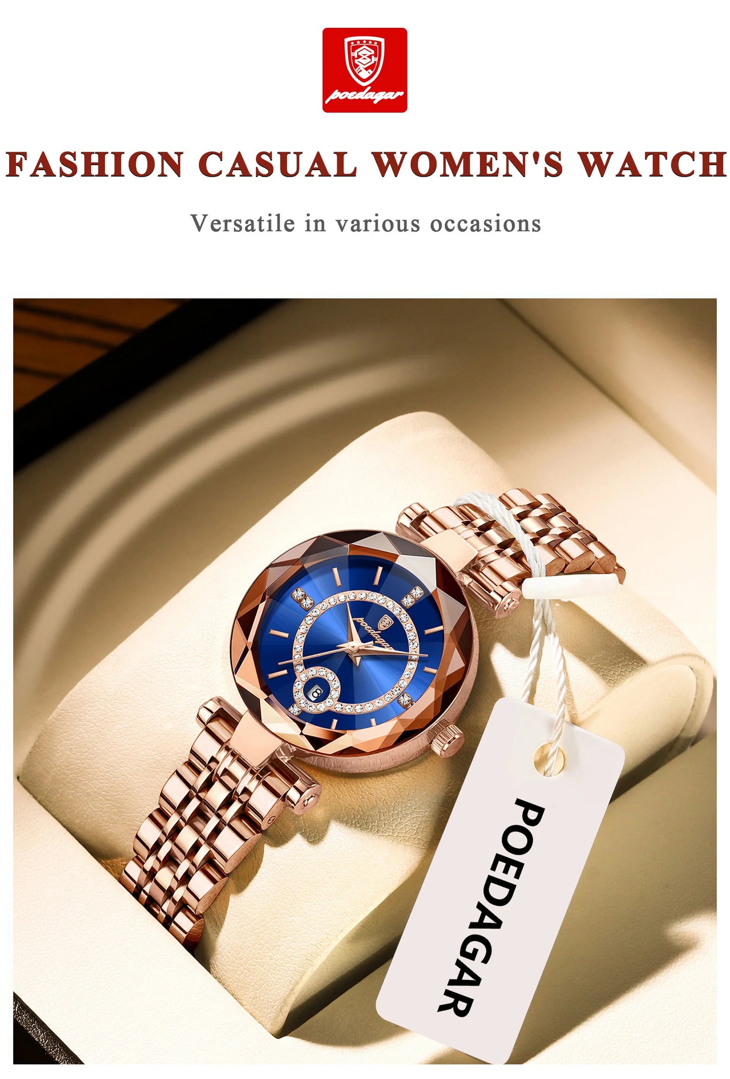 POEDAGAR Luxury Original Watches For Women Waterproof Stainless Steel Date Ladies Watch Diamond Fashion Quartz Woman Watch Reloj
