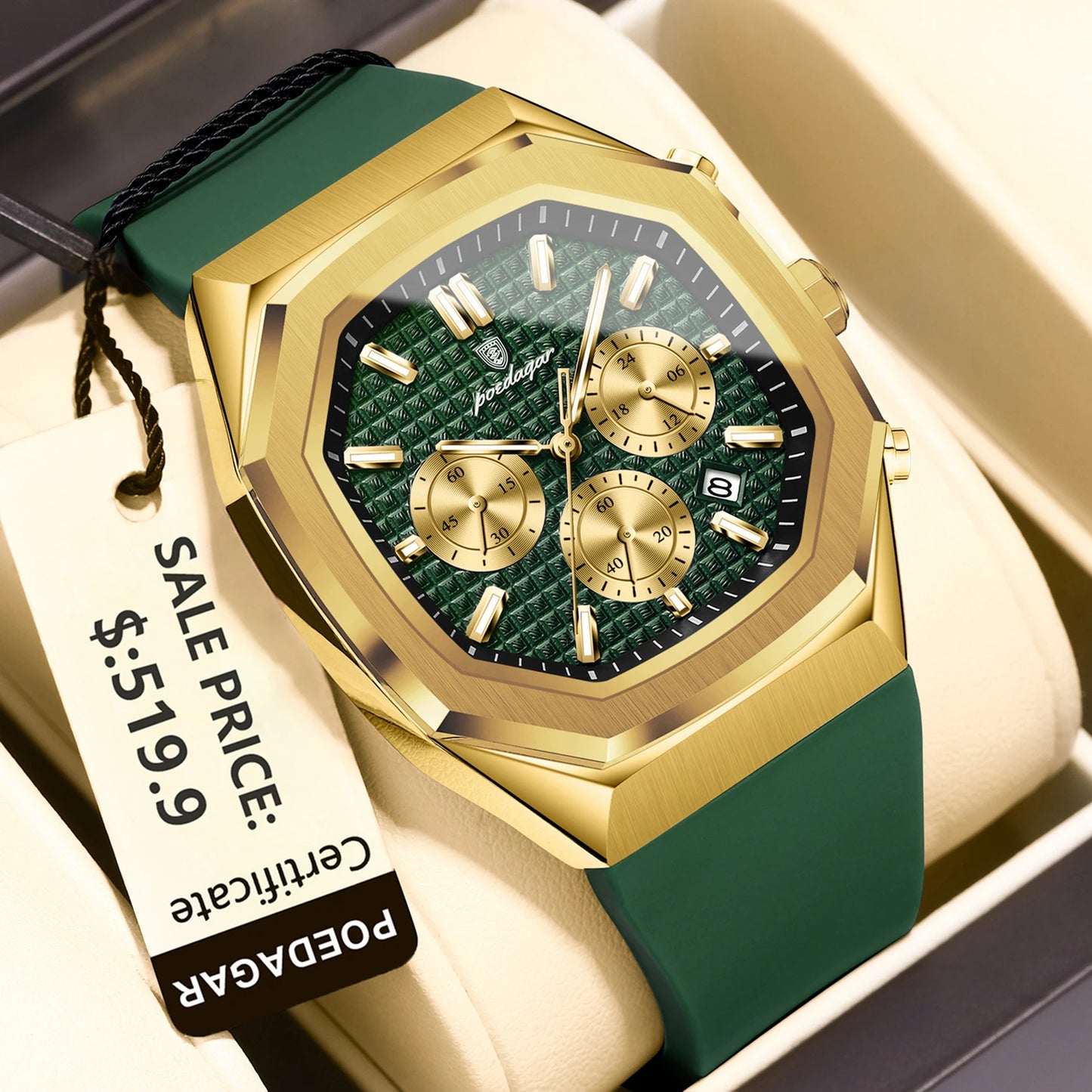 POEDAGAR New Luxury Watches For Men Waterproof Luminous Chronograph Date Man Watch Silicone Strap Fashion Quartz Men Wristwatch