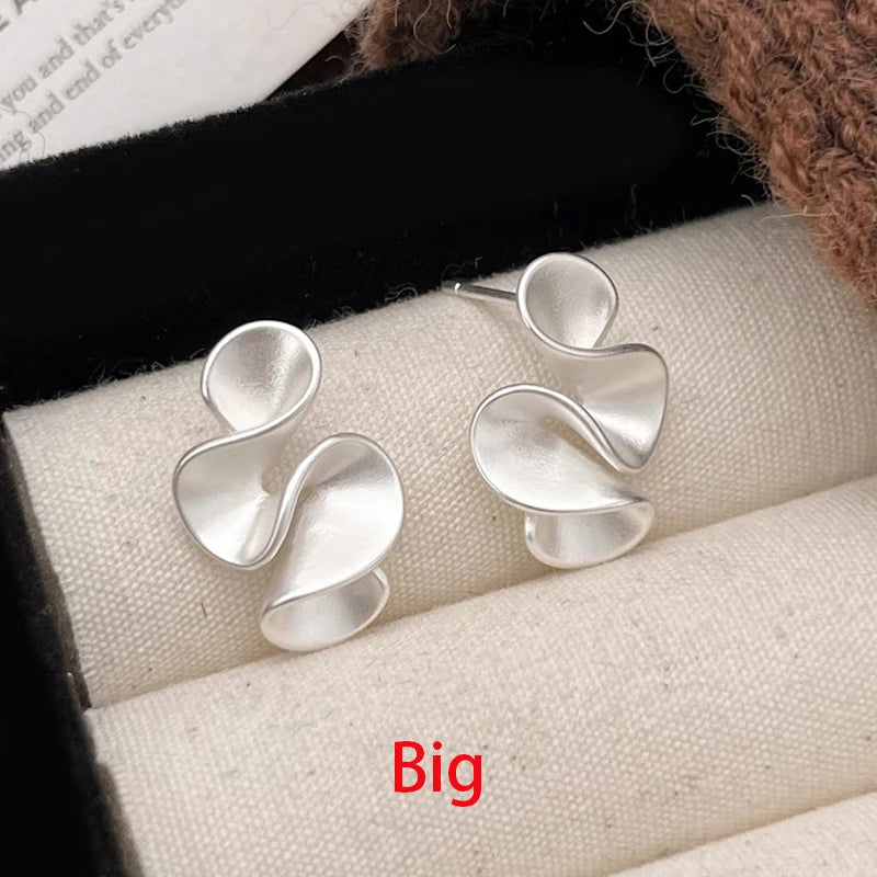 Real 925 Sterling Silver 18K Gold Twisted Flower Stud Earring for Women Minimalist Personality Fine Jewelry Trendy Accessory