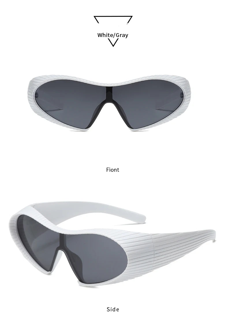 New Alien Uv Resistant Sunglasses, Punk Goggles, Futuristic Y2k Large Frame Integrated Sunglasses 7751
