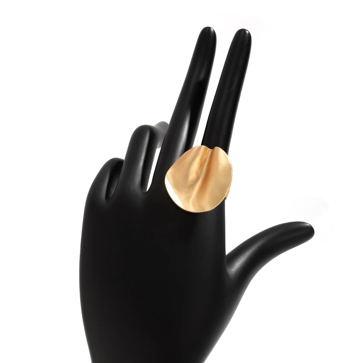 PuRui Unique Irregular Big Cuff Rings for Women Open Matte Gold Color Finger Rings Adjustable Jewelry Punk 2024 Party Wedding