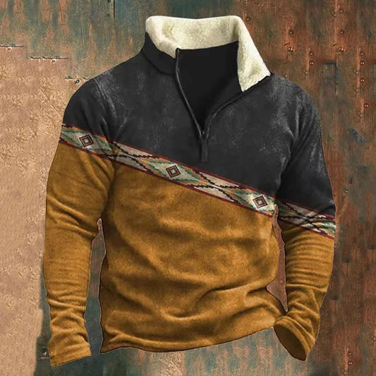 Men Sweatshirts New Casual Printed Sweater Long Sleeves Autumn Half Zipper Pullover Outdoor Sweatshirt Lightweight Outwear Tops