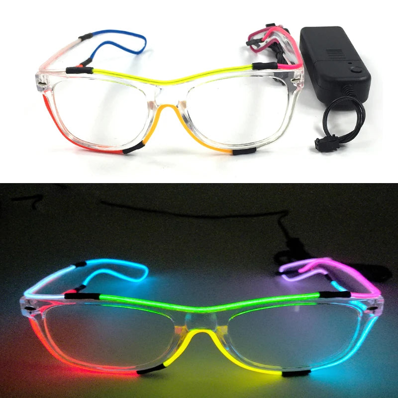 Fashion Luminous Decorative Glasses Neon Light Decoration LED Sunglasses For Nightclub DJ Dance Music Rave Costume Night