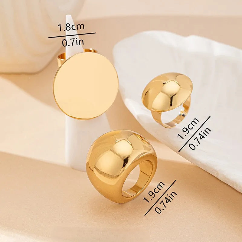 Geometric Disc Smooth Ring Retro Exaggeration Women Girls Product Fashion Jewelry Hot Sale Party Gift 2025 New Style