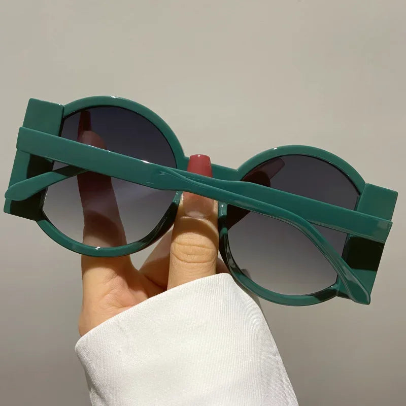 Round Double Color Sunglasses for Women Men Retro Trendy UV400 Sun Glasses Goggles Outdoor Hip Hop Travel Beach Eyewear Goggles