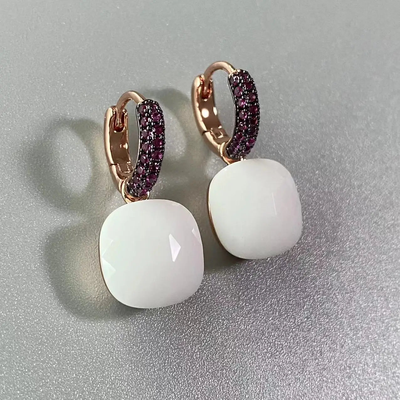 12.6mm Flat Nudo Earrings Inlay Black Zircon Candy Color Crystal Earrings For Women Drop Earrings Fashion Jewelry Gift