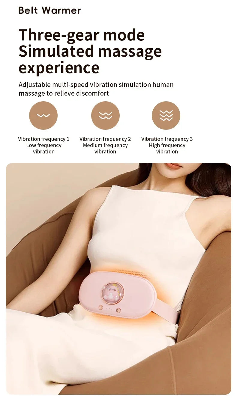 Menstrual Heating Pad Heated Massage Belt Menstrual Pain Relief Hot Compress Pad Abdominal Massage Period Warm Palace Belt