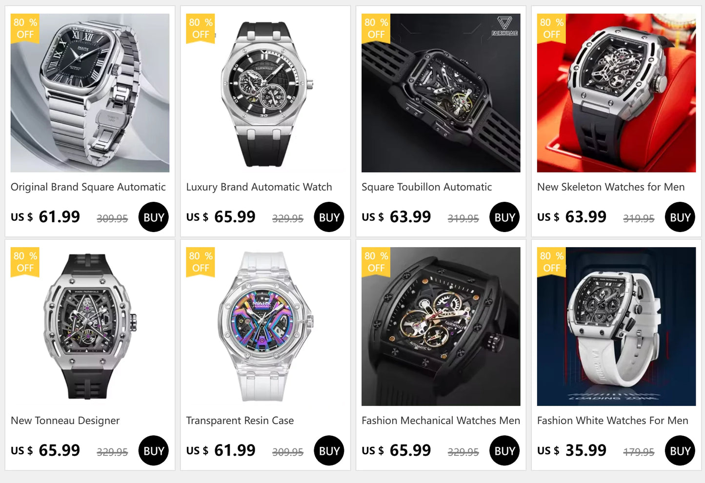 Fashion White Watches For Men Sport Silicone Strap Dive Luminous Quartz Watch Tonneau Shape Resin Case Multifunctional Clock New