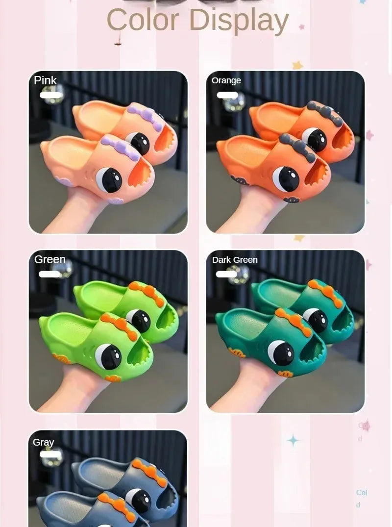 Summer Aged 2-12 Children Slippers Cute Cartoon Dinosaur Beach Sandal For Kids Boys Girls Flip Flops Non-Slip Indoor Home Shoes