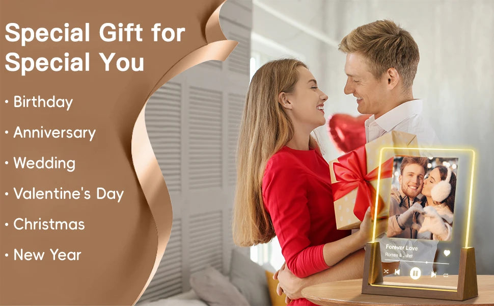 Customized Spotify Music Plaque Gifts For Anniversary Day Personalized Acrylic Photo Frame Lamp Custom Romantic Birthday Gifts