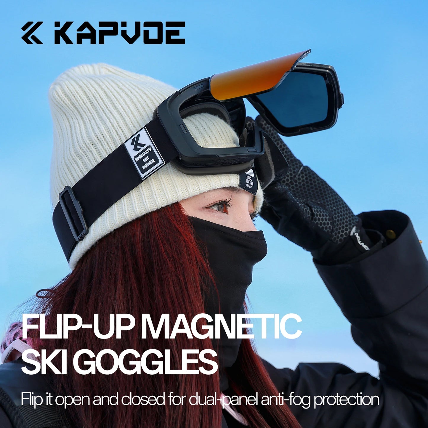 Kapvoe Men Outdoor Photochromic Snow Goggles Ski Goggles Winter Snowmobile Snowboard Anti-Fog Mask Women UV400 Sports Glasses