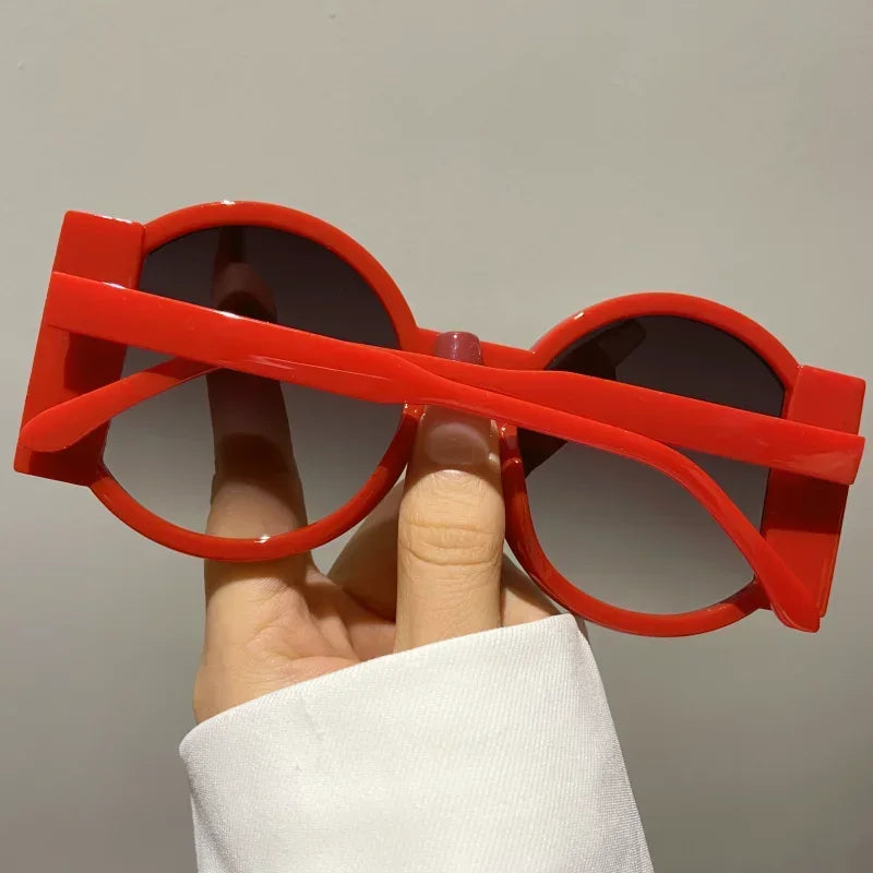 Round Double Color Sunglasses for Women Men Retro Trendy UV400 Sun Glasses Goggles Outdoor Hip Hop Travel Beach Eyewear Goggles