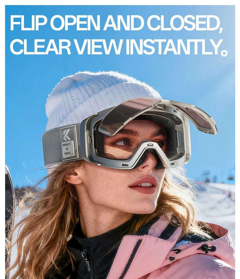 Kapvoe Men Outdoor Photochromic Snow Goggles Ski Goggles Winter Snowmobile Snowboard Anti-Fog Mask Women UV400 Sports Glasses
